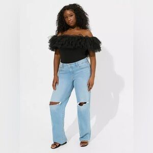Foxy Off the Shoulder Tulle Bodysuit